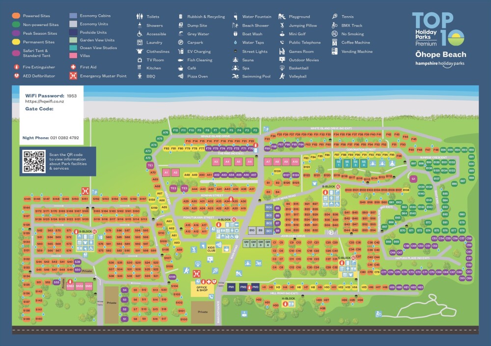 JF 00319 Ohope Beach TOP10+HHP park map front web