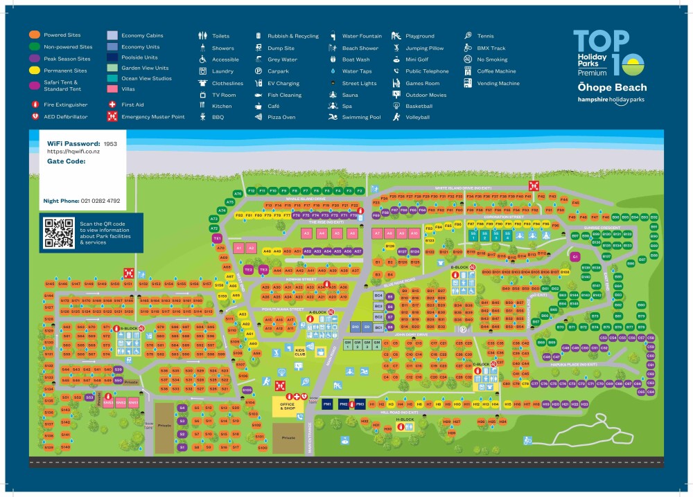 JF 00415 Ohope Beach TOP10+HHP A3 Park Map Mar2026 FA